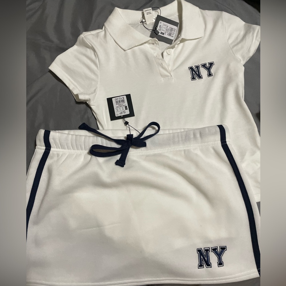 NY Blue & White Skort Set